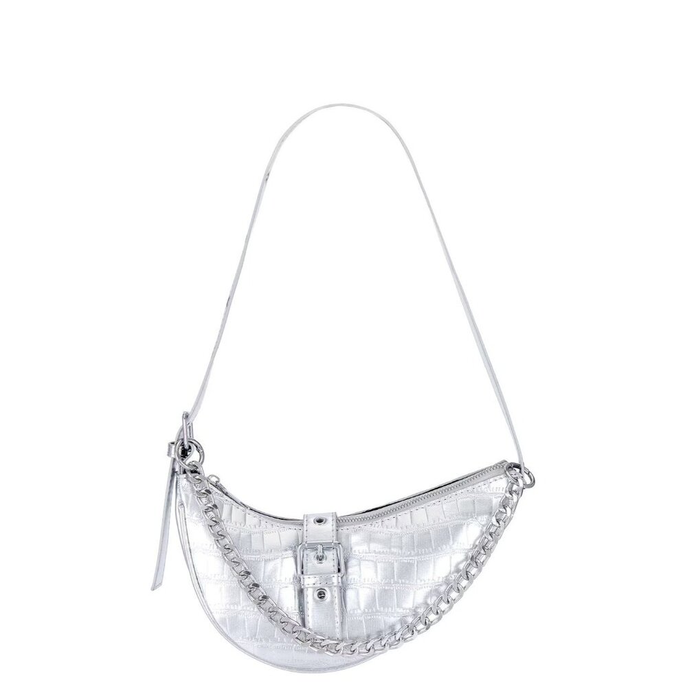 superdown Jade Faux Leather Bag in Silver New Womens Clutch Crossbody purse